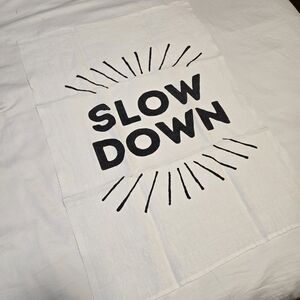 Sir Madam, Slow Down Tea Towel, 100% Pure Linen, Made In India, Black White, NWT